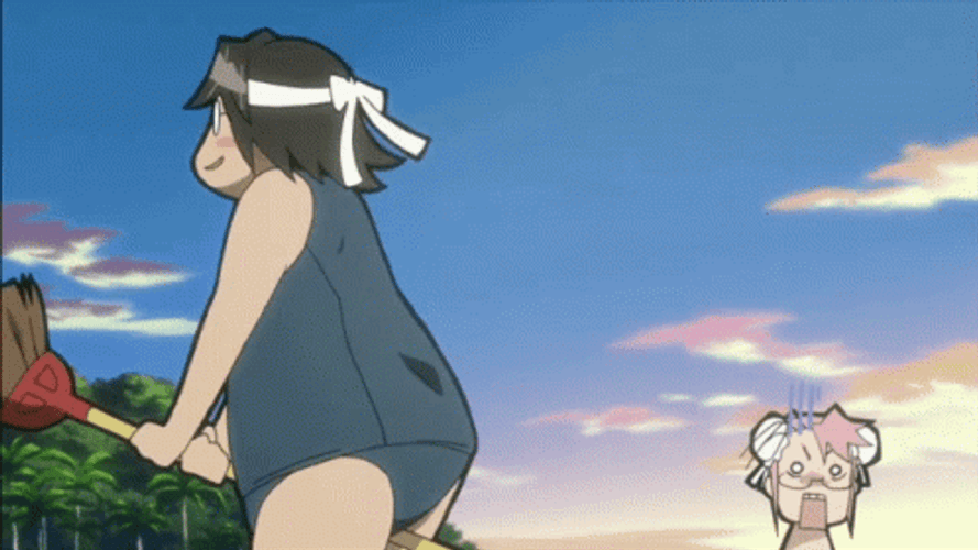 Highschool Of The Dead Wierd Action With The Broom GIF