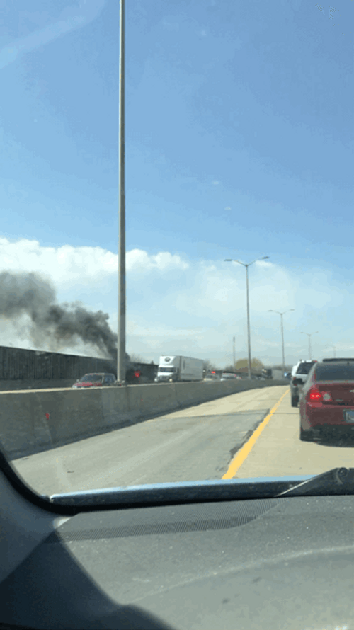 Highway Car On Fire GIF