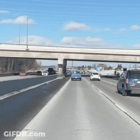 Highway Cars Under Bridge Sorry Sign GIF