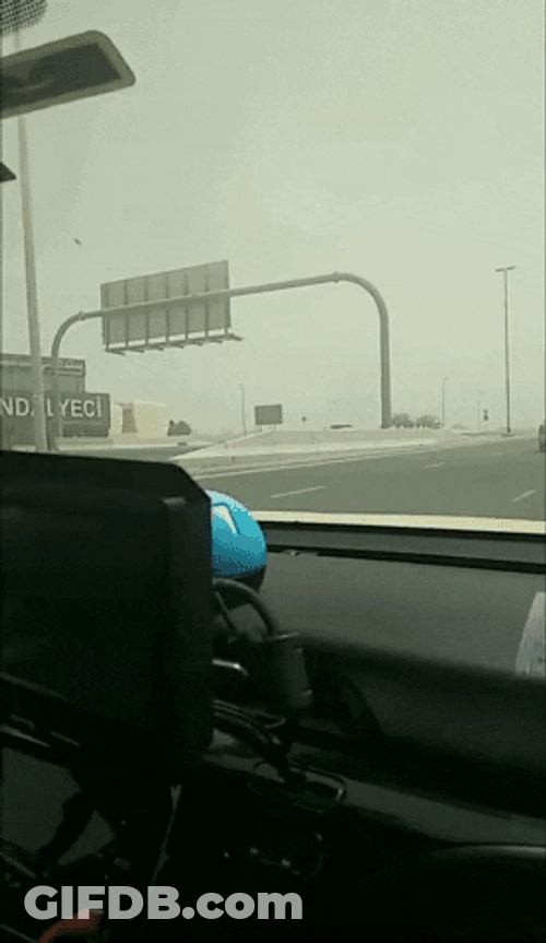 Highway Driving Dust Storm Reduced Visibility GIF