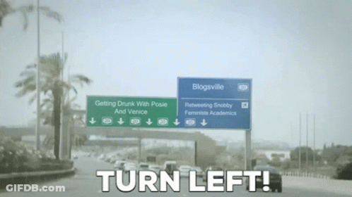 Highway Sign Saying Turn Left GIF
