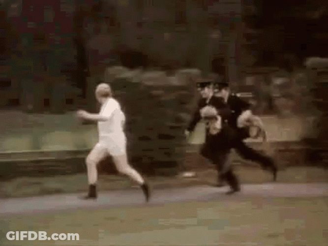 Hilarious Chasing Police Running GIF