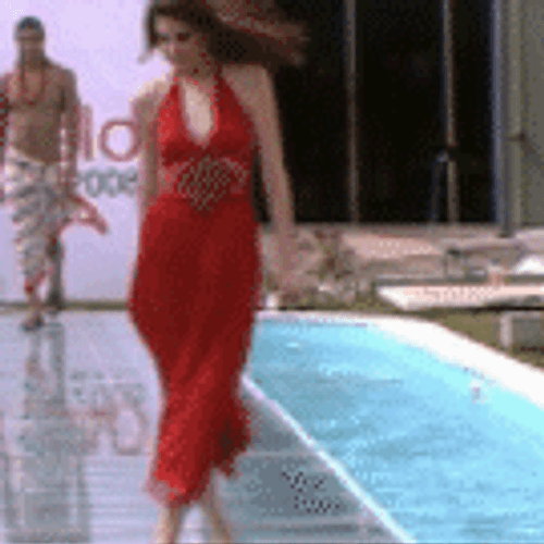 Hilarious Fashion Show Water Falling Splash GIF