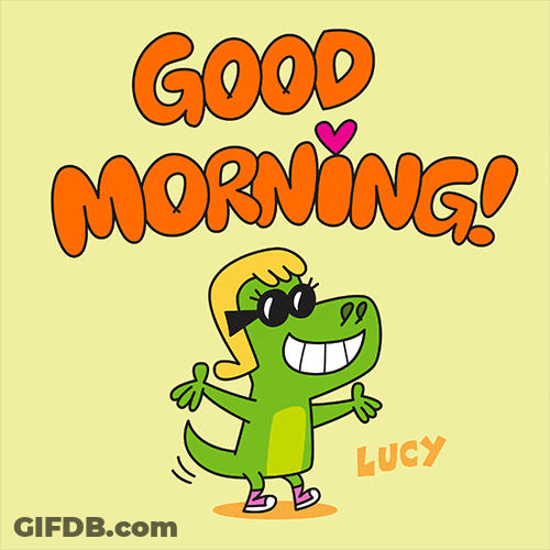 Hilarious Good Morning Happy Dino GIF