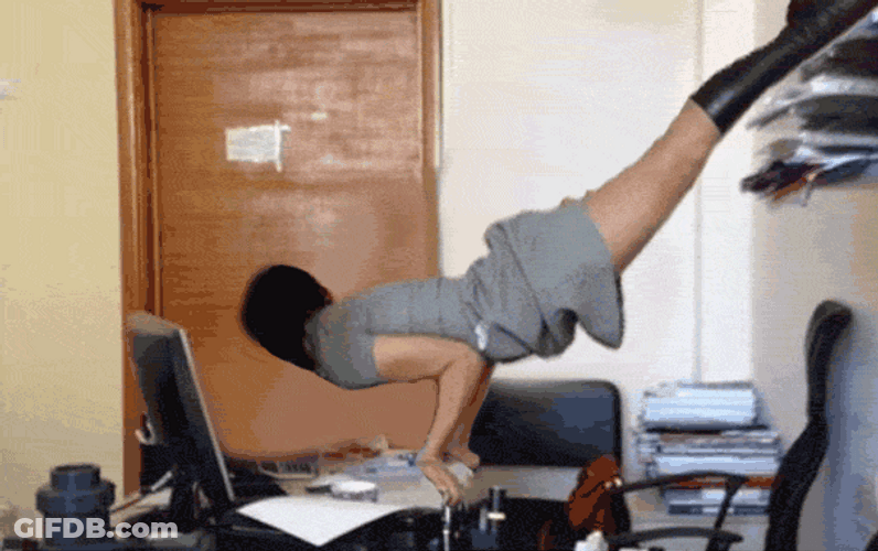 Hilarious Office Worker Exhibition Pretending To Work GIF