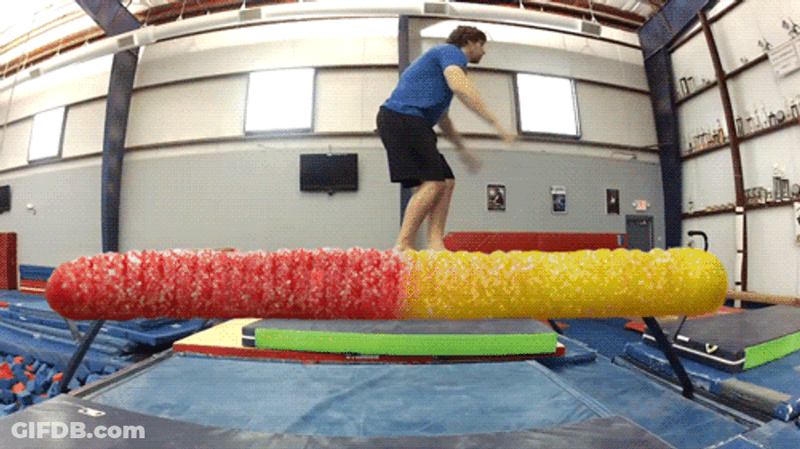 Hilarious Somersault Balance Beam Fail GIF