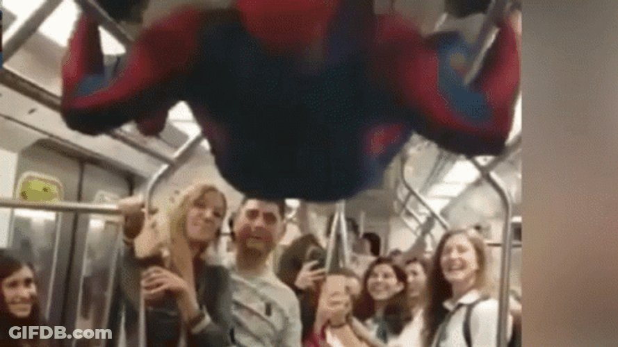 Hilarious Spiderman Upside Down Dance GIF