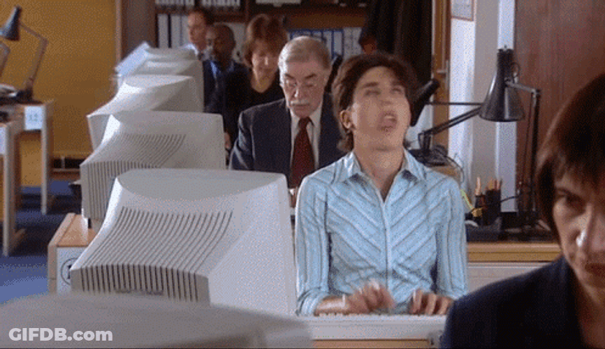 Hilarious Typing In Office GIF