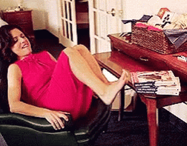 Hilarious Veep Selina Meyer Falling Down Chair GIF