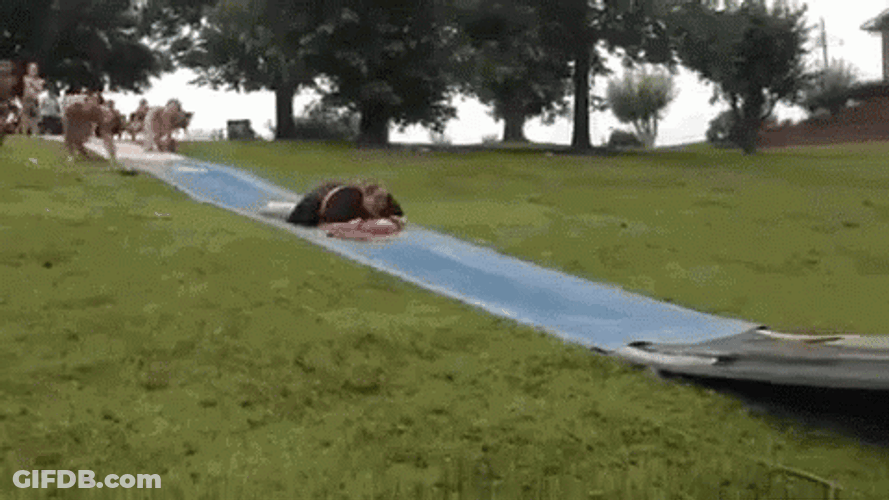Hilarious Water Slide Crash And Burn GIF