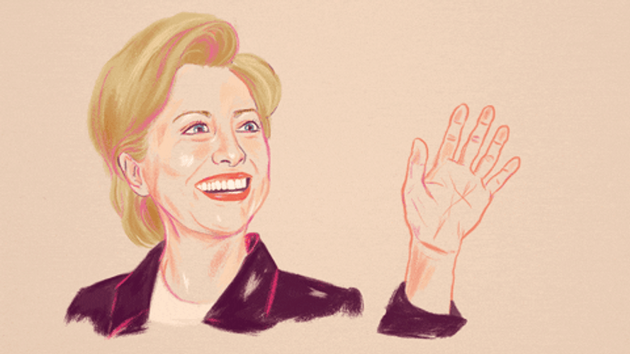 Hillary Clinton Art Waving And Blinking GIF