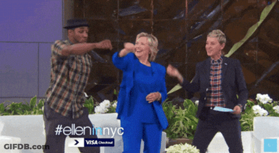 Hillary Clinton Dancing On The Ellen DeGeneres Show GIF