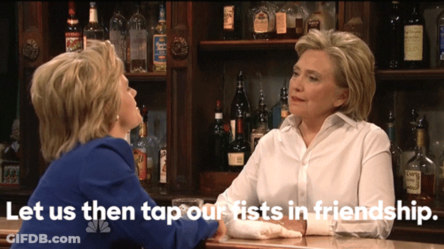 Hillary Clinton Fist Bump With Kate McKinnon GIF