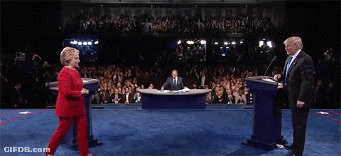 Hillary Clinton Hand Shake With Donald Trump GIF