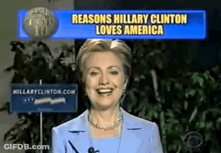 Hillary Clinton Revealing Reasons She Loves America GIF