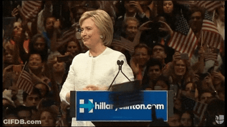 Hillary Clinton Screaming On Stage GIF