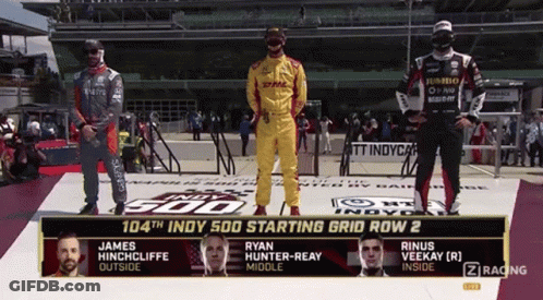 Hinchcliffe Hunter-Reay And Veekay On Podium GIF