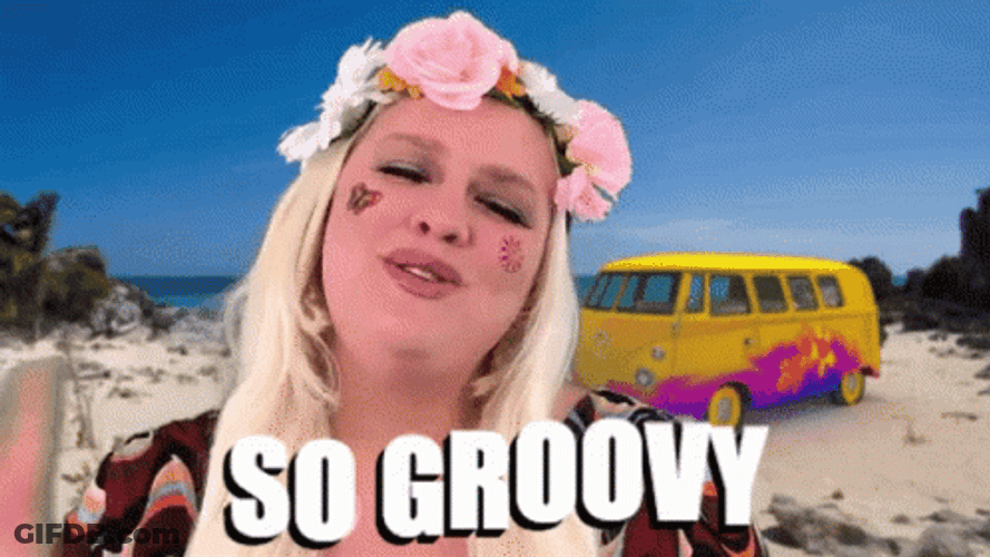 Hippie Girl With Van So Groovy GIF