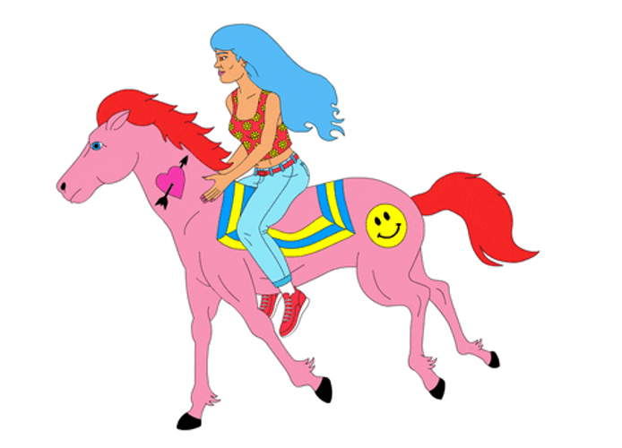Hippie Riding Hippie Horse GIF