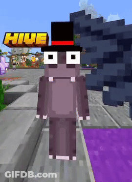Hippo In Top Hat In Minecraft World GIF