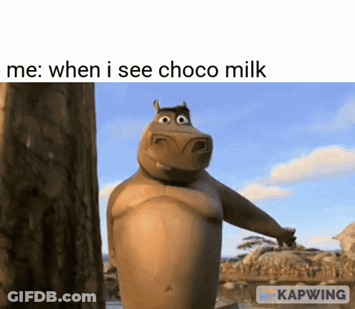 Hippopotamus Next To Tree Me When I See Choco Milk GIF