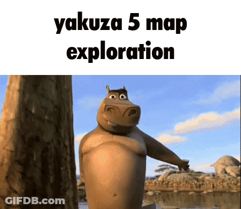 Hippopotamus Next To Tree Yakuza 5 Map Exploration GIF