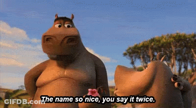 Hippopotamus With Flower Says Name So Nice Twice GIF