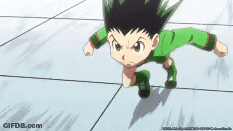 Hisoka Dodging All Of Gon's Attack GIF