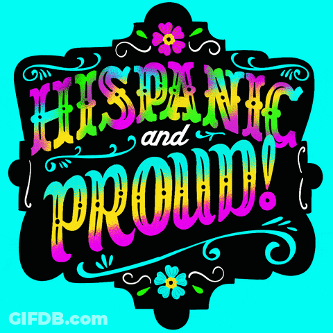 Hispanic And Proud Sign Blue Background GIF