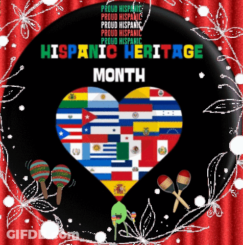 Hispanic Heritage Month Poster With Flag Heart GIF