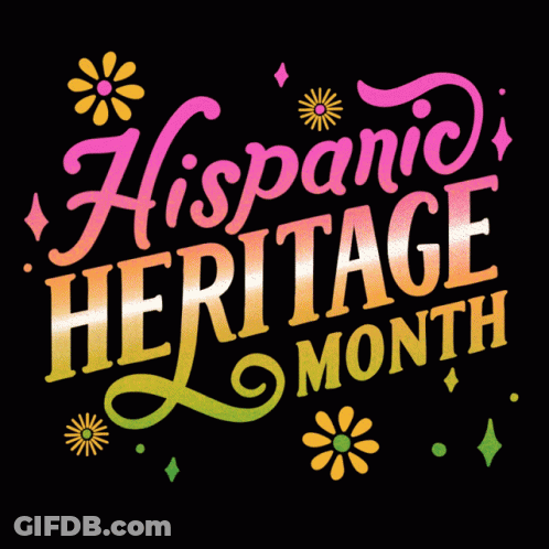 Hispanic Heritage Month Poster With Flowers And Stars GIF