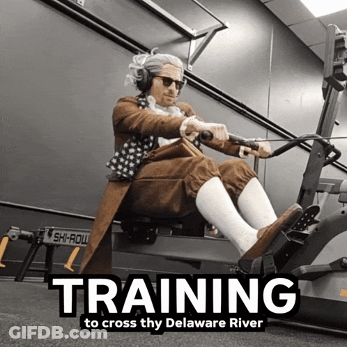Historical Man Rowing Machine Training Cross Thy Delaware GIF