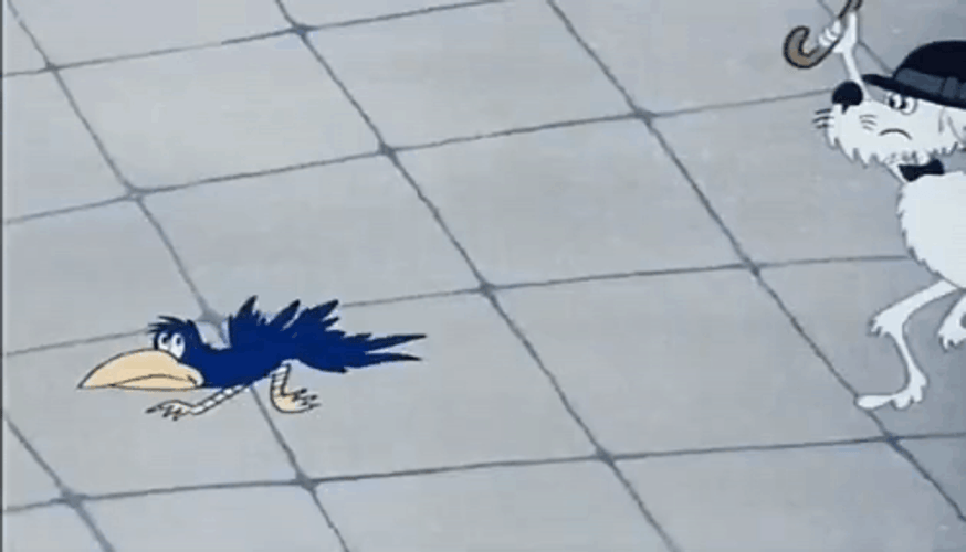 Hit Stick Dog And Crow GIF