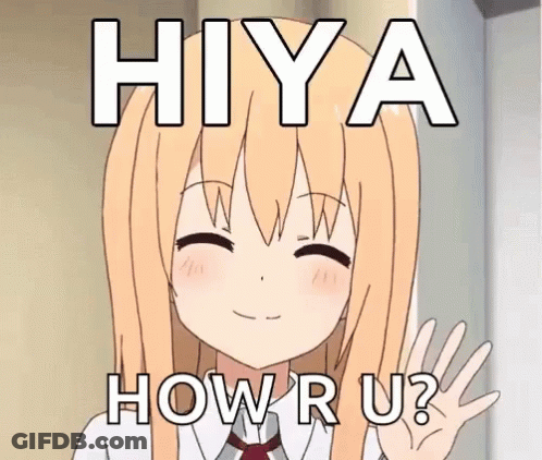 Hiya How R U ? Is Written On A Picture Of A Girl With Long Hair . GIF