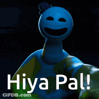 Hiya Pal Is Written On A Picture Of A Blue Monster GIF