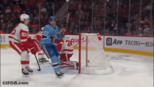 Hockey Game In Front Of Ad For App Techo-Blo GIF