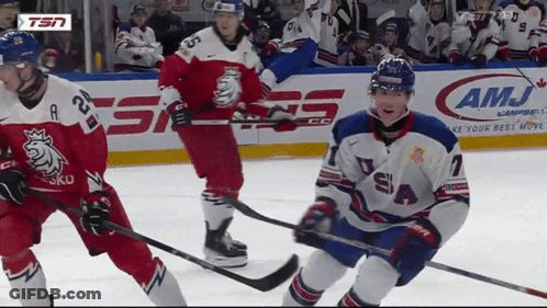 Hockey Game In Front Of AMJ Ad GIF