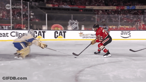 Hockey Game In Front Of AWS Ad GIF