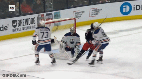 Hockey Game In Front Of Brewdog Banner GIF