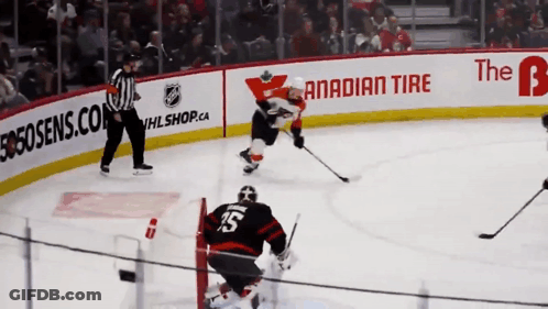 Hockey Game In Front Of Canadian Tire Ad GIF