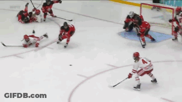 Hockey Game In Front Of Champions Banner GIF