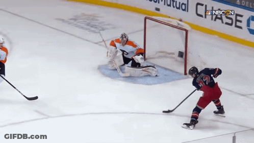 Hockey Game In Front Of Chase Sign GIF