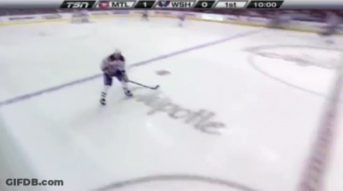 Hockey Game In Front Of Chevy Chase Bank Banner GIF