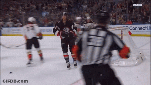Hockey Game In Front Of Connecticut Sign GIF