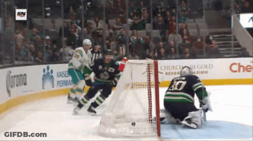 Hockey Game In Front Of Corona Banner GIF