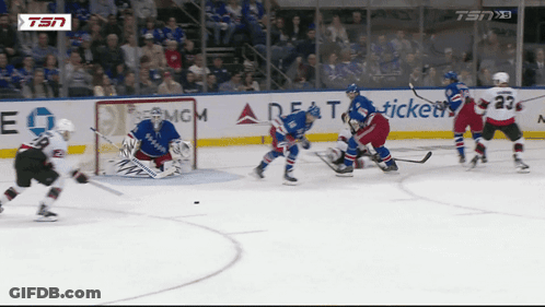 Hockey Game In Front Of Delta Airlines Banner GIF