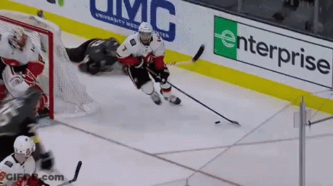 Hockey Game In Front Of Enterprise Banner GIF