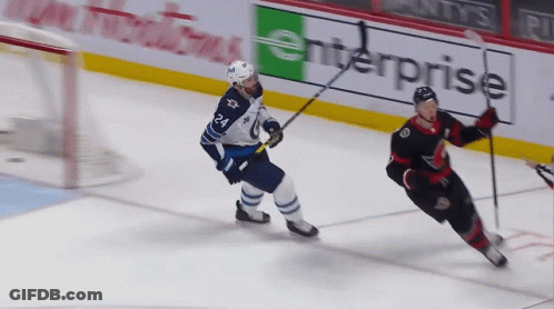 Hockey Game In Front Of Enterprise Banner GIF