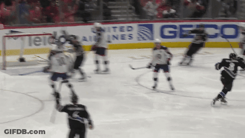 Hockey Game In Front Of Geico Sign GIF