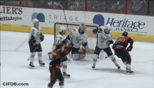 Hockey Game In Front Of Heritage Bank Ads GIF